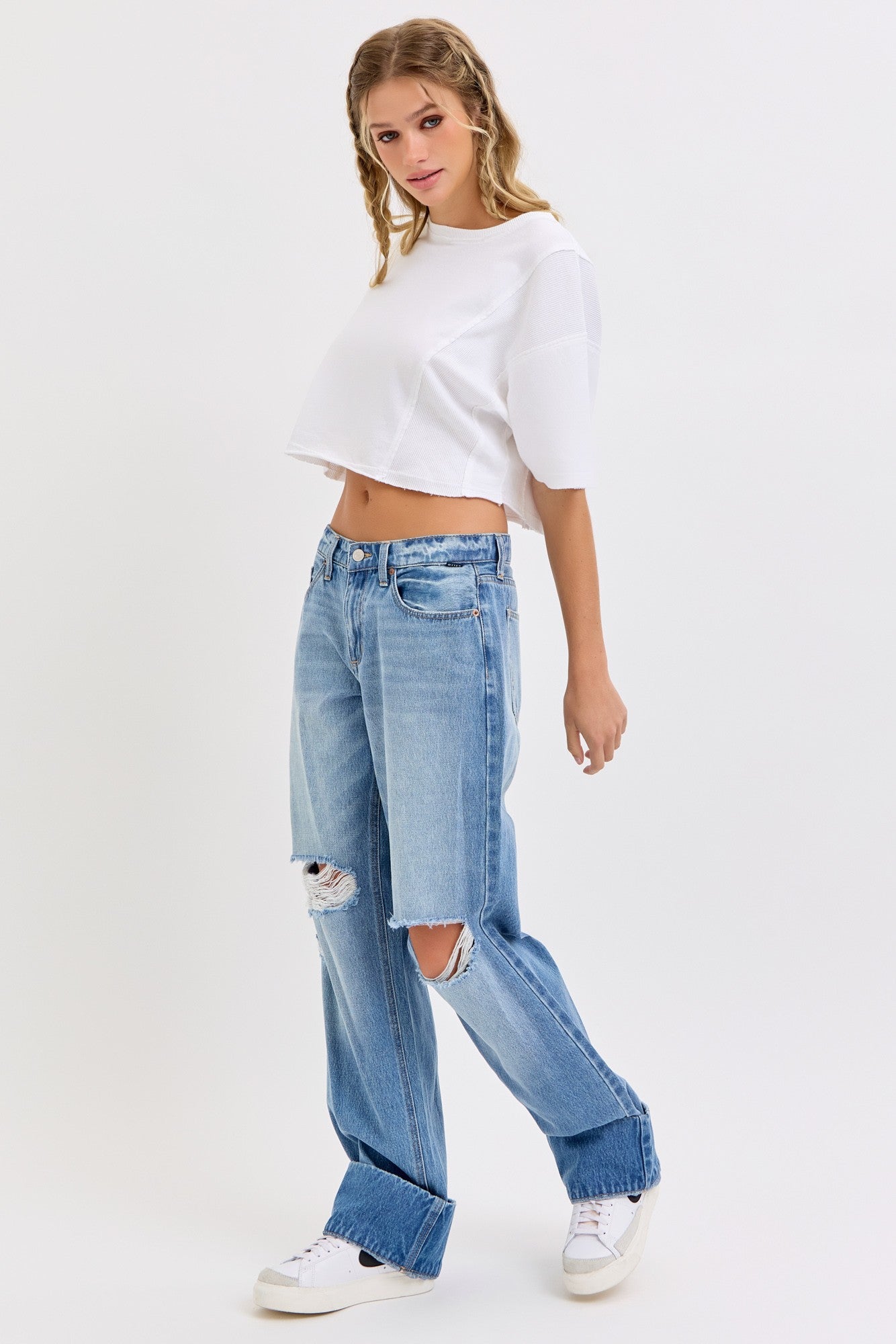 Low Baggy Jean With Self Cuff