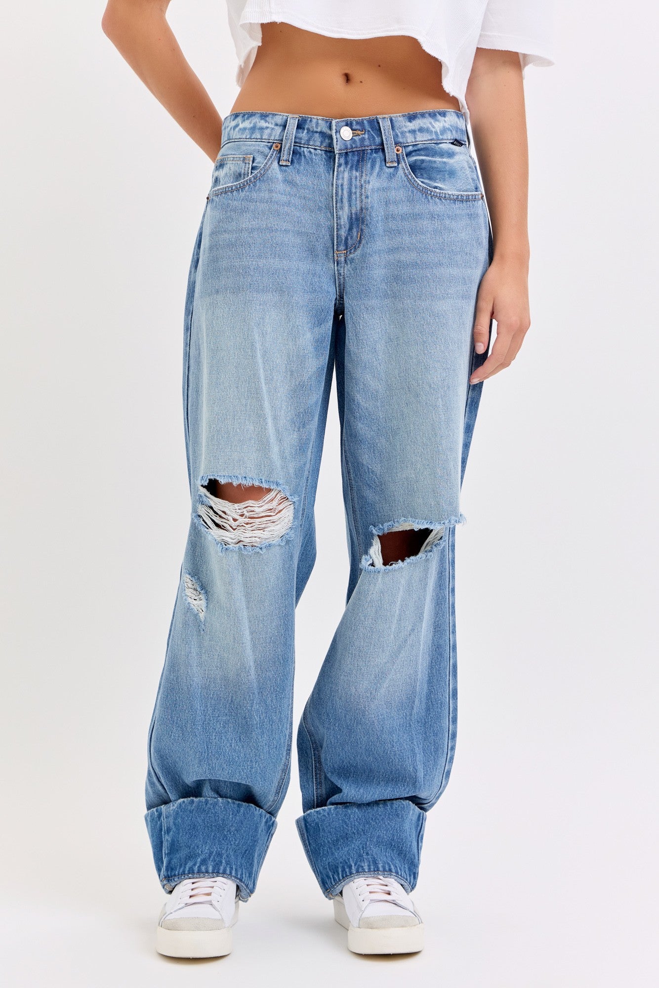 Low Baggy Jean With Self Cuff