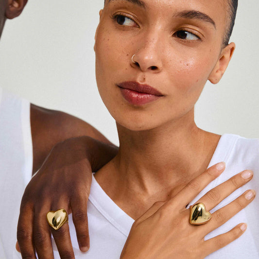 " ANNEMETTE Chunky Heart Ring Gold & Silver