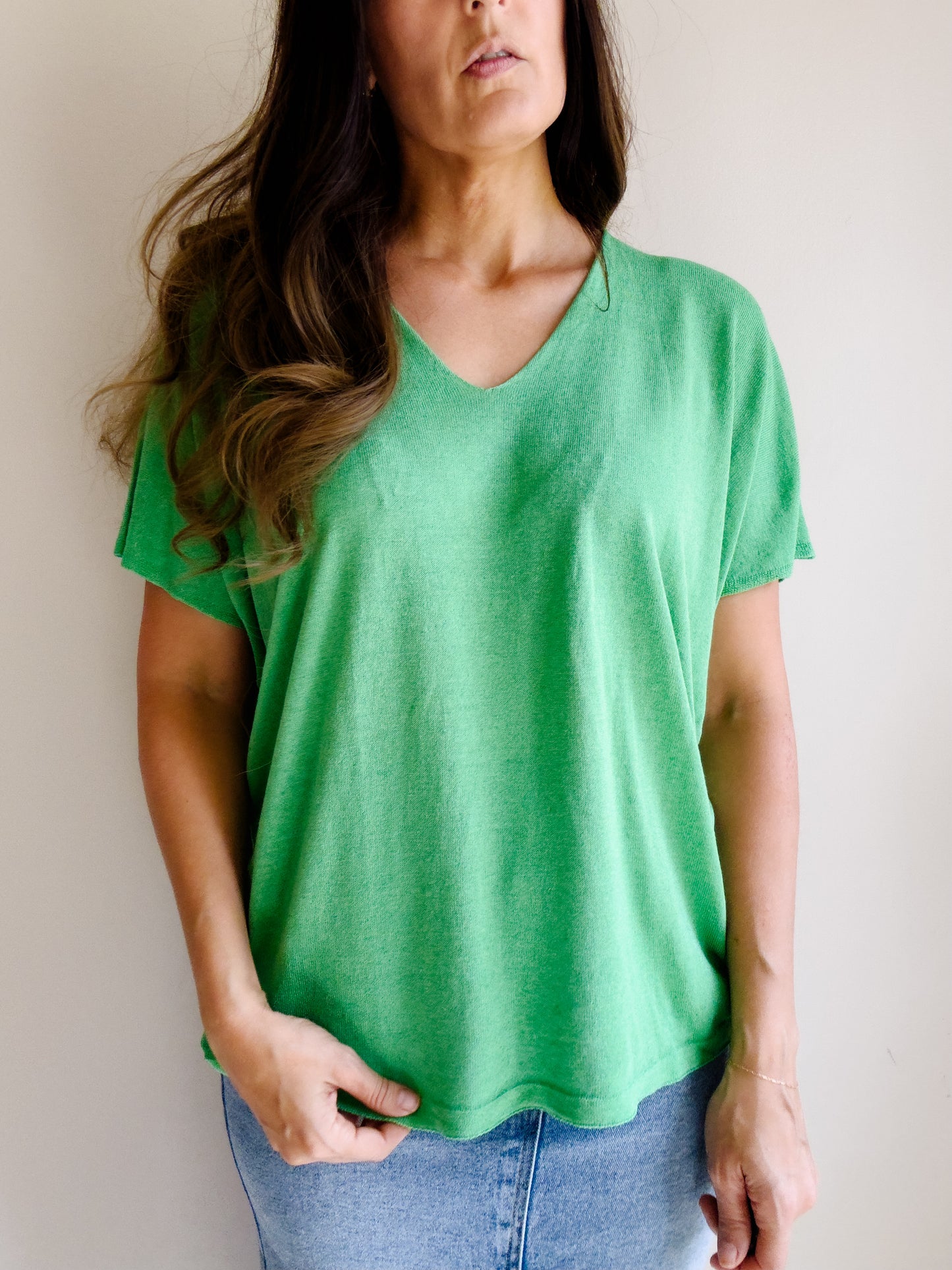 Jade Green Light Sweater Knit Top