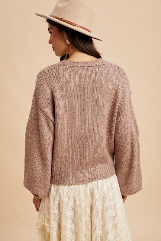 3d Knitted Floral Applique Cardigan