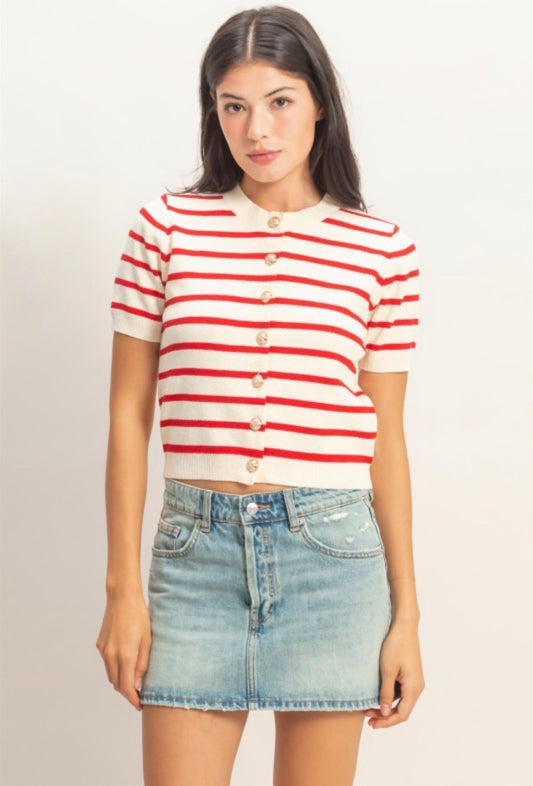 Striped Red Cardigan