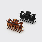 < Recycled Plastic Large Claw Clip 2pc Set - Black & Tort