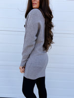 ^< Grey Sweater Dress
