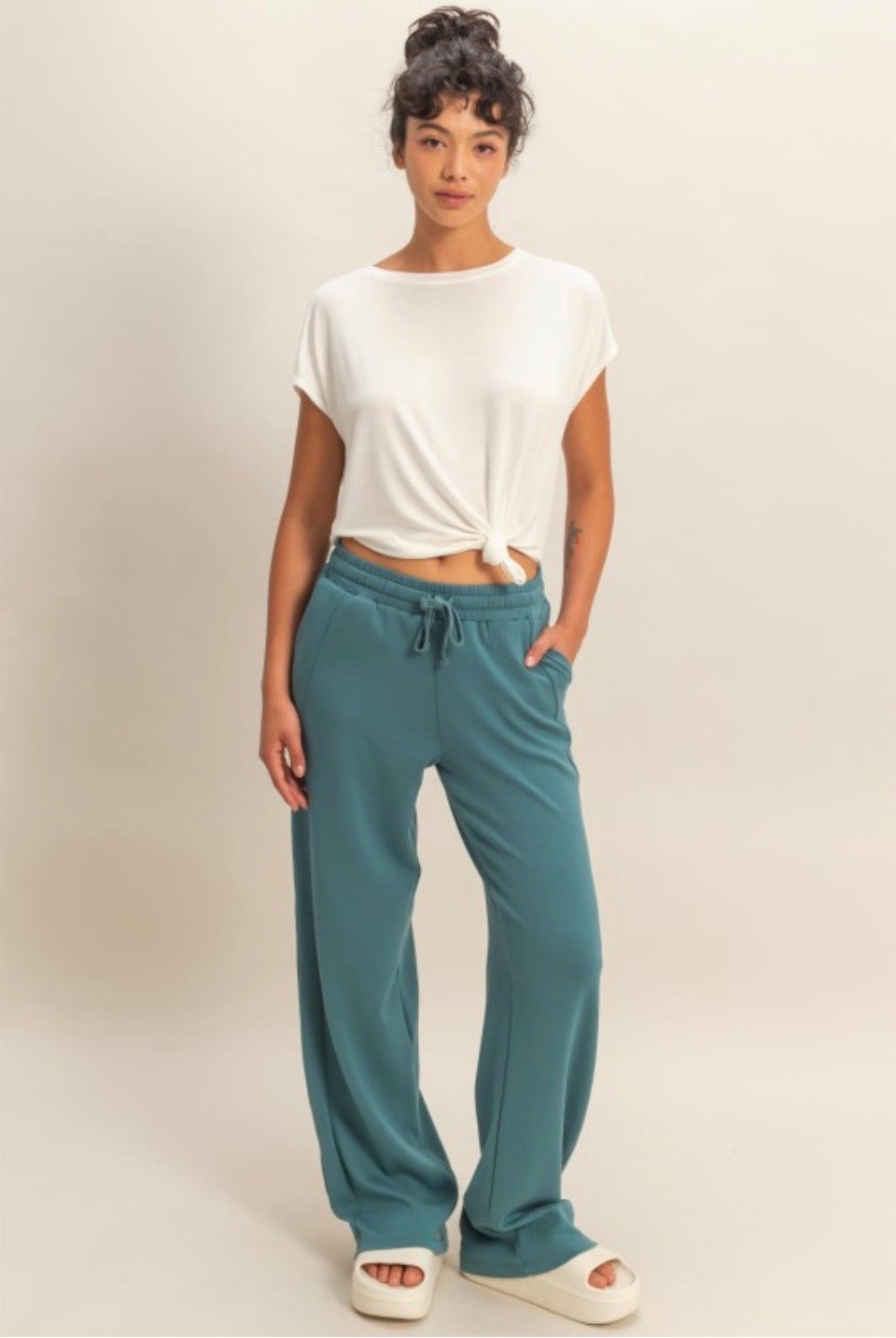 Dark Teal Wide Leg Pants