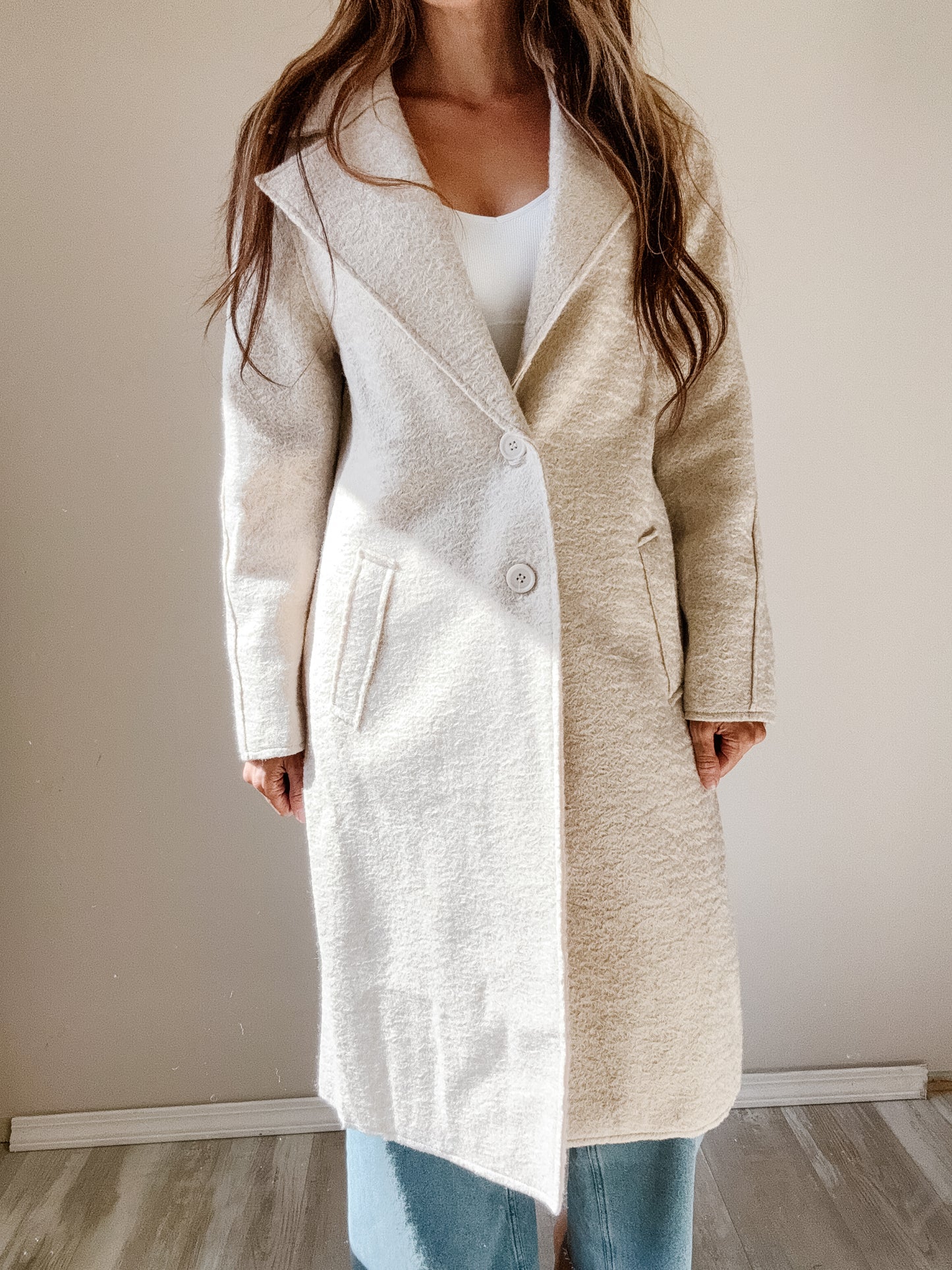 Beige Long Dress Coat