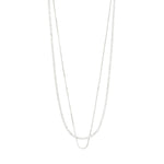 < MILLE Silver Plated  2-IN-1 CRYSTAL Necklace