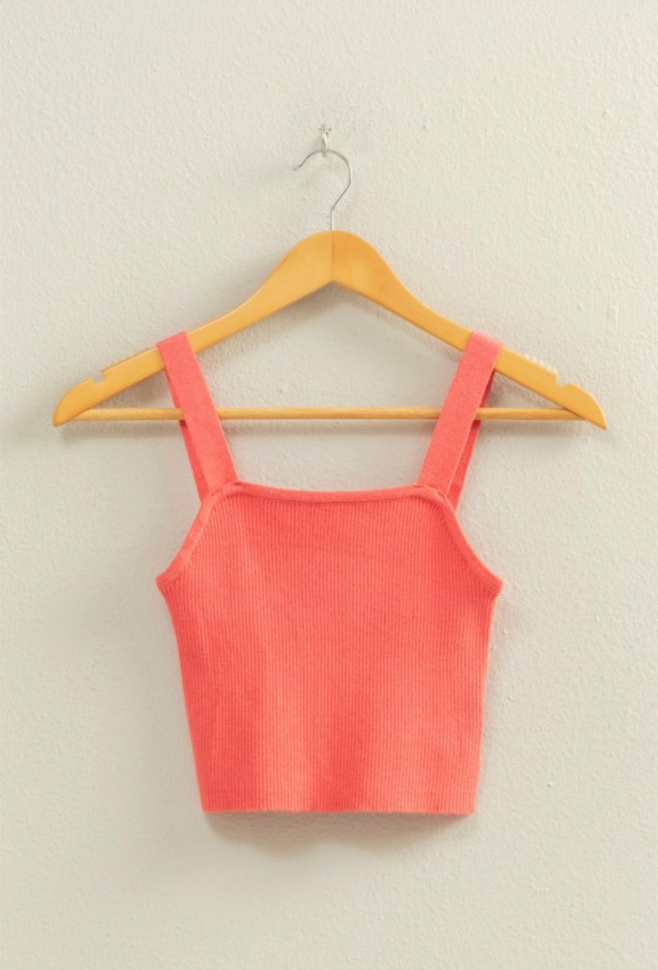 Coral Striped Cropped Tank Top