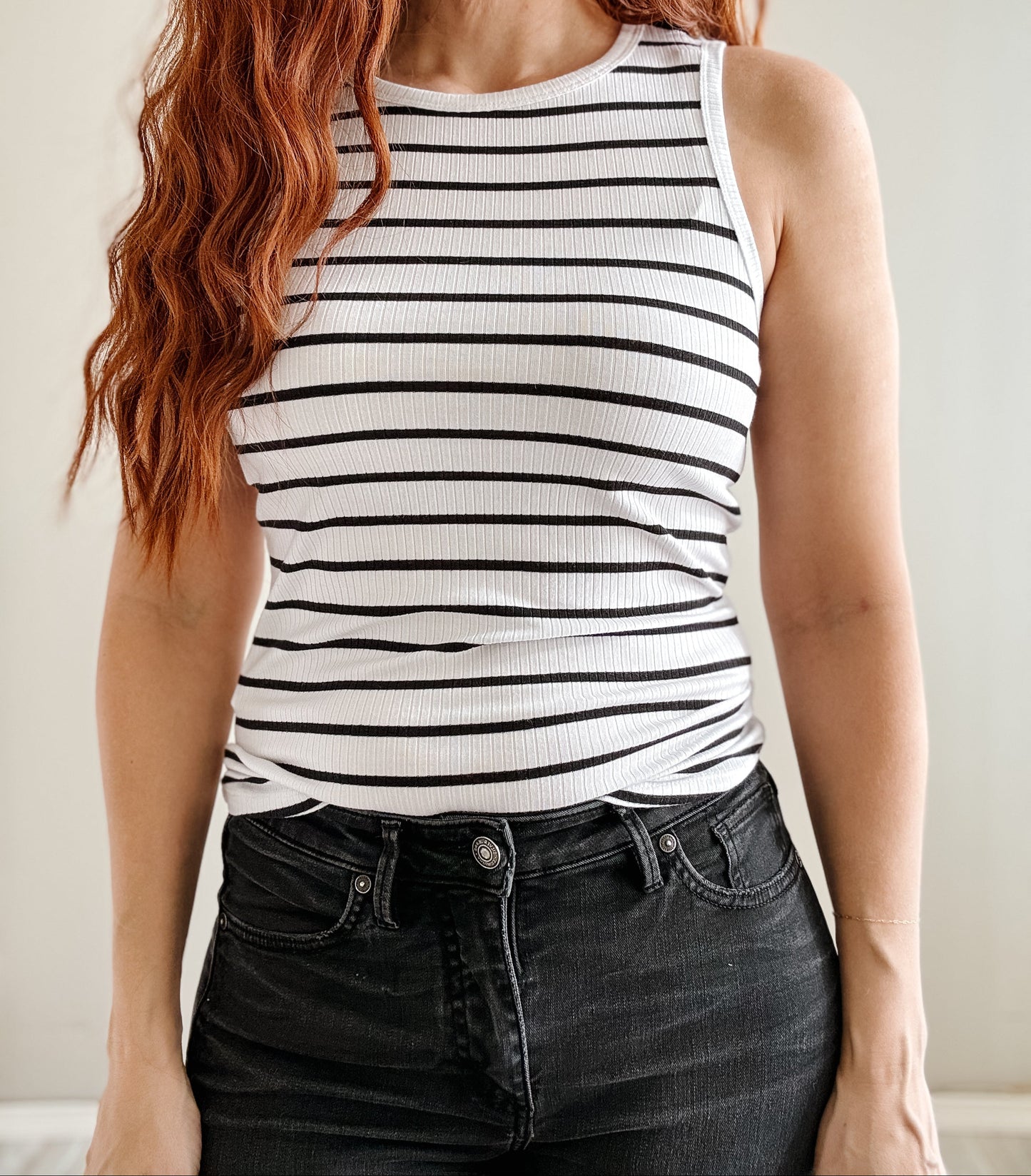 | Black and White Striped Tank