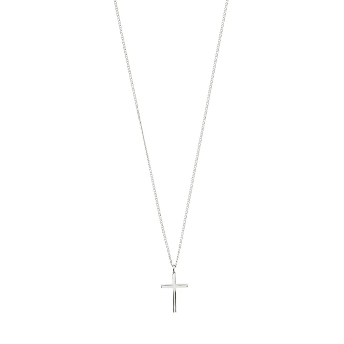 DAISY CROSS PENDANT NECKLACE SILVER-PLATED