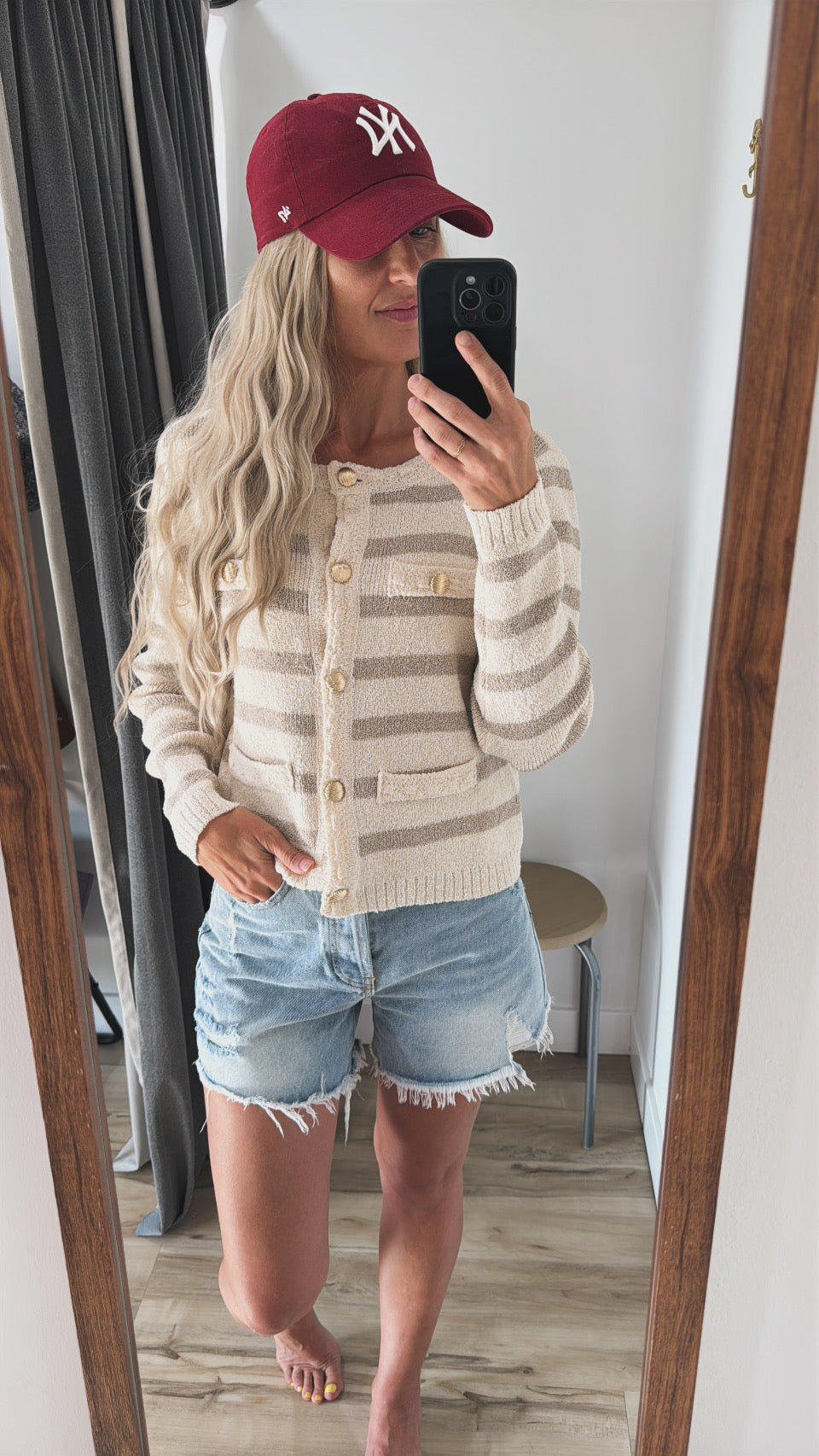 Taupe Button Sweater Cardigan Jacket