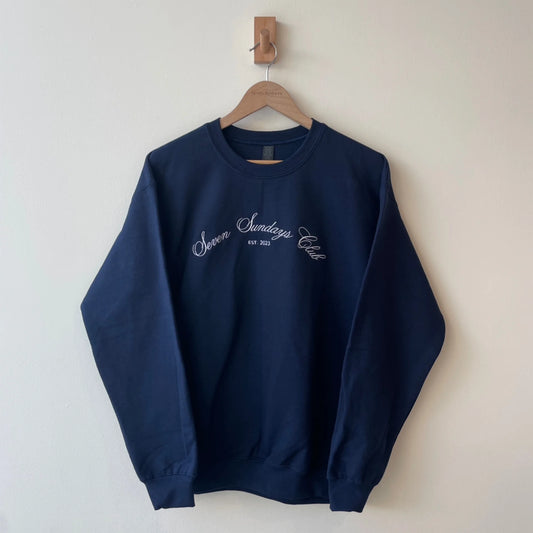 Seven Sundays Club - Navy Crewneck
