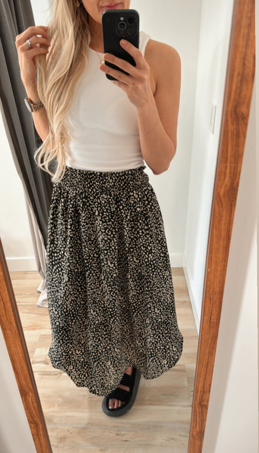Leopard Smocked Skirt