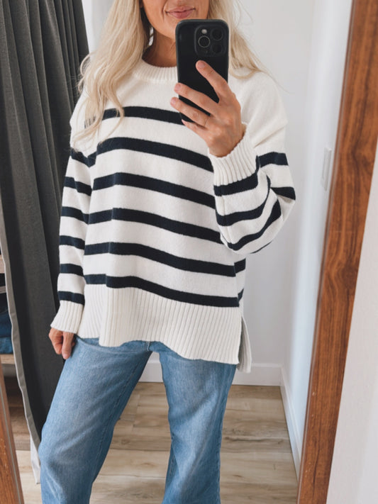 Navy Striped Sweater
