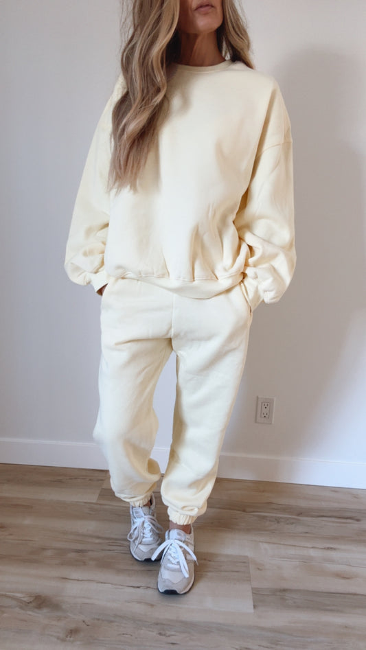 Varsity Plush Fleece Crew Neck Lounge Set