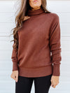 ^< Chocolate Cutout Turtleneck Sweater