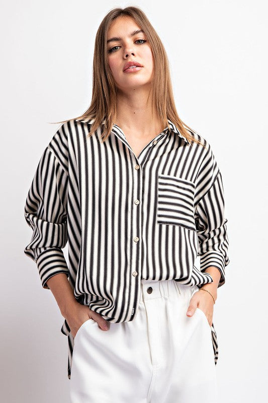 SATIN STRIPED TOP