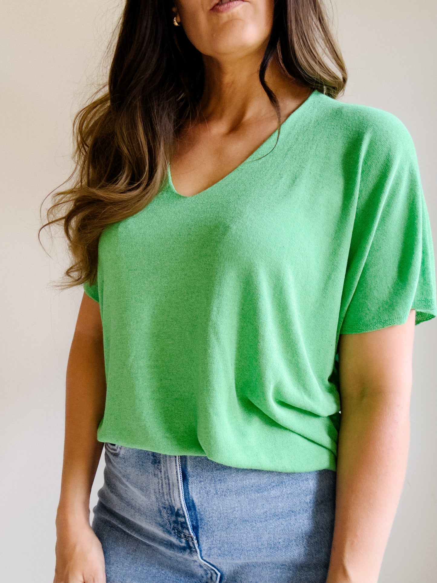 Jade Green Light Sweater Knit Top