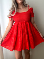 Cherry Red Off The Shoulder Dress