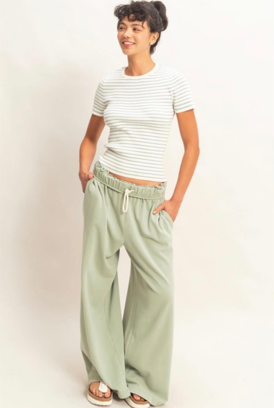 Striped Sage Knit Top