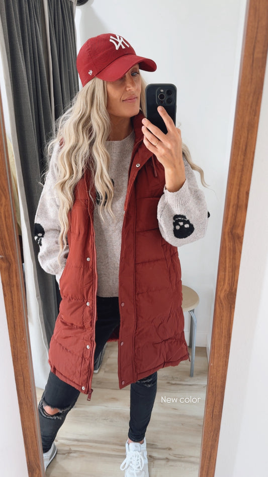 Puffer long Vest - Brick