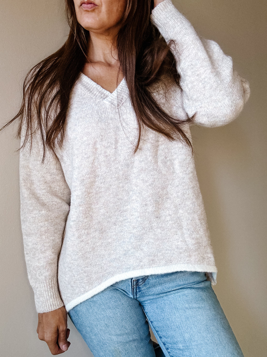 Drop Shoulder Hi - Low Sweater Top