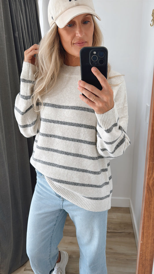 Stripe Cozy Soft Pullover Sweater