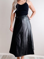 *< Aline Faux leather Midi Skirt