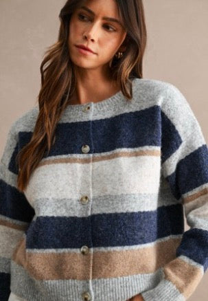 Whitlee Striped Sweater Cardigan