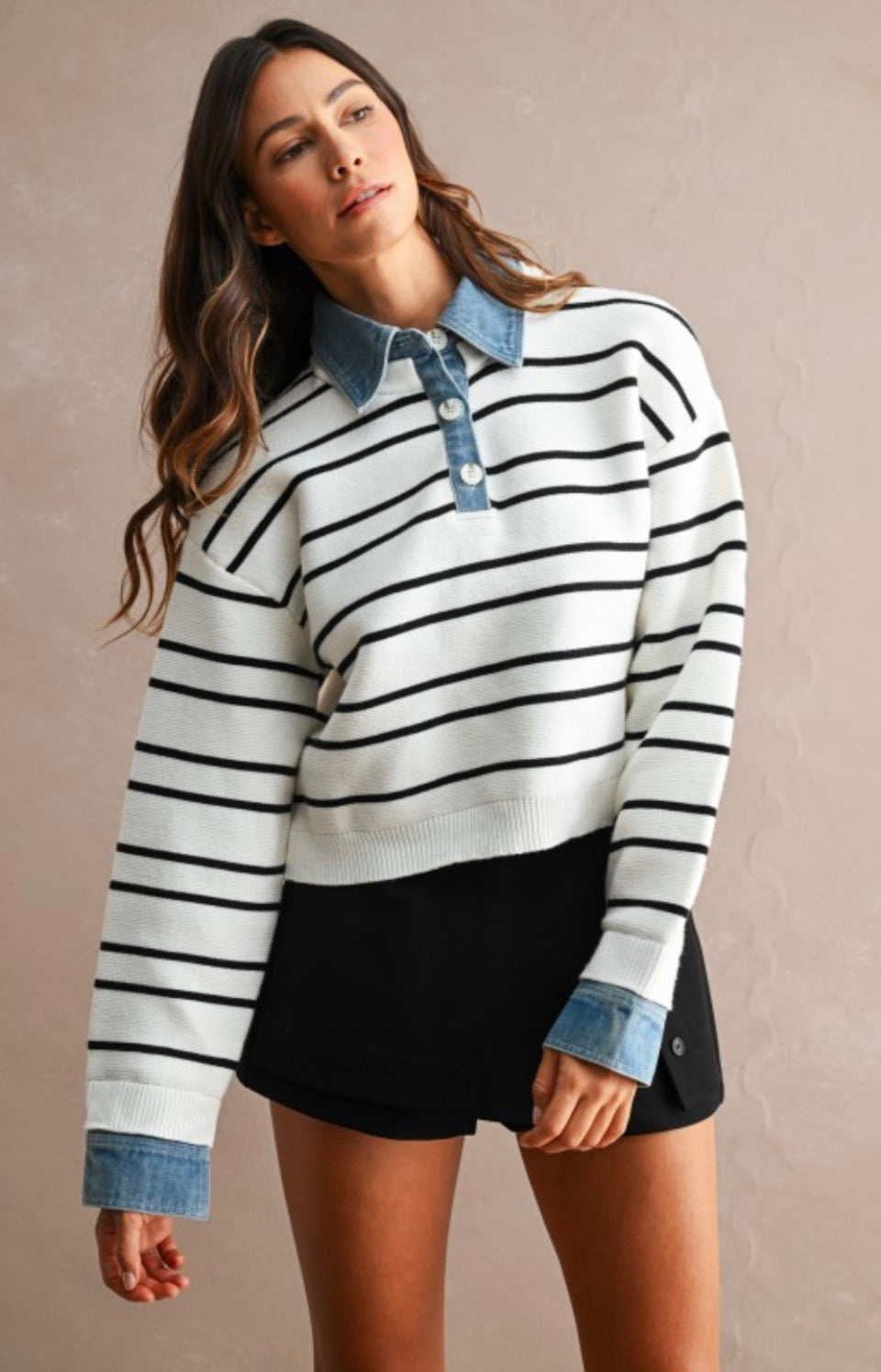 Tiggy Striped Collared Sweater