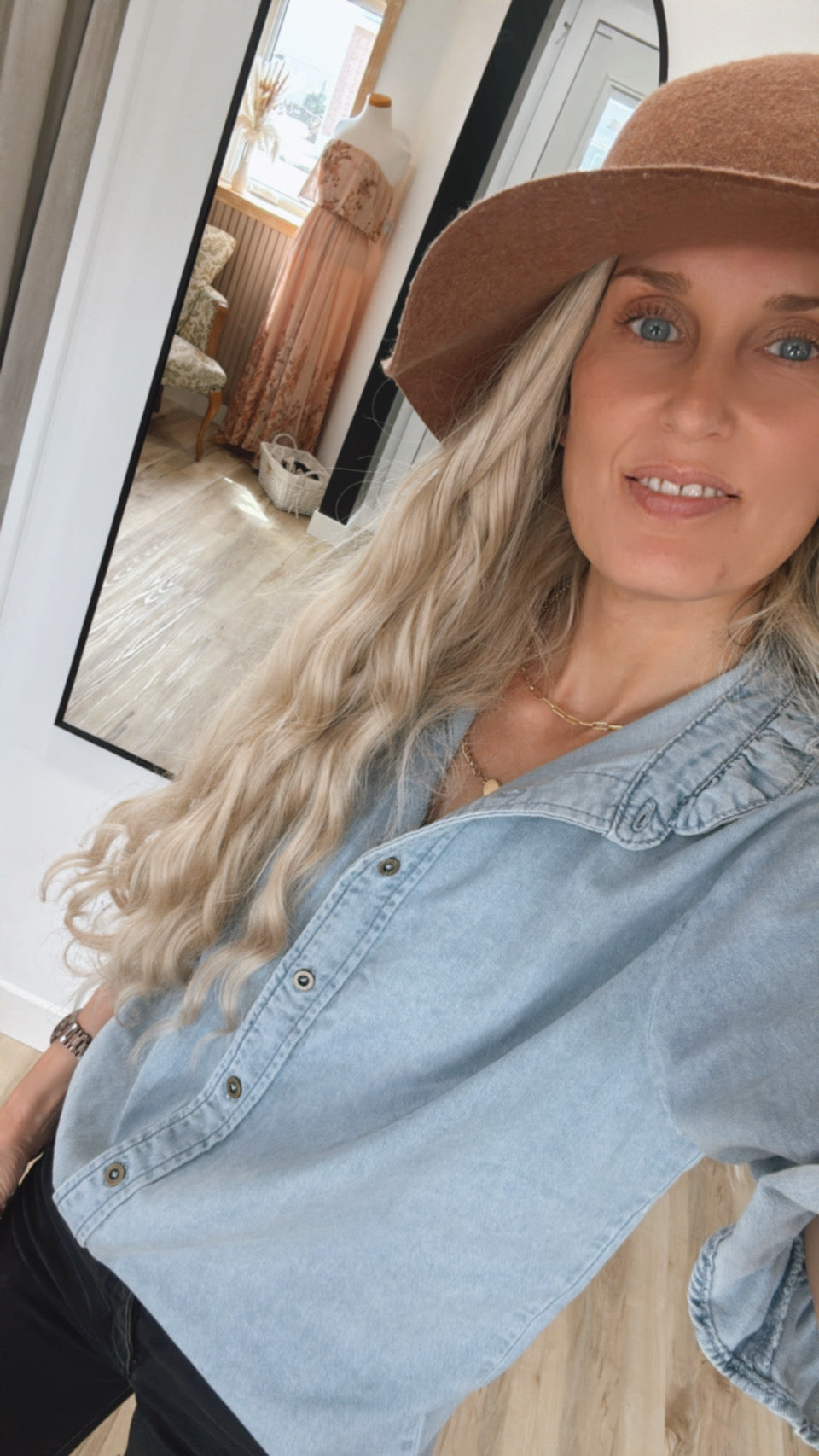 Chambray Ruffle Top