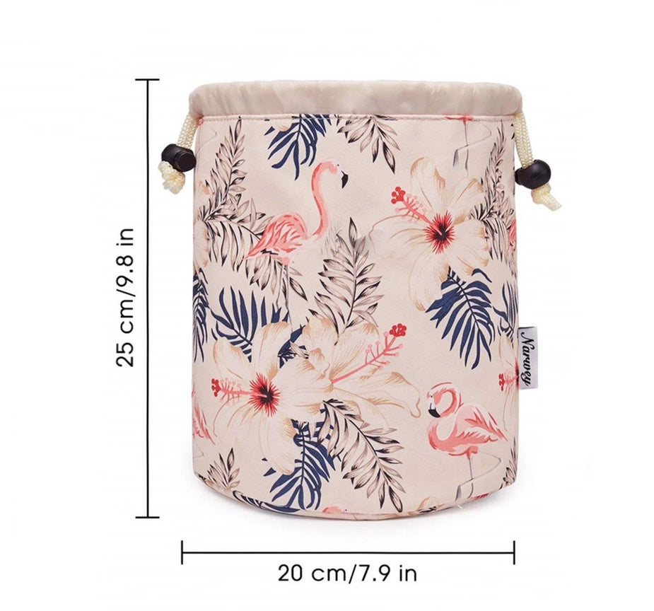 | Blue Leaf Drawstring Cosmetic Bag For Travel