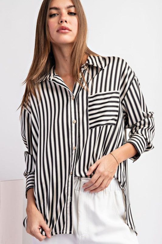 SATIN STRIPED TOP