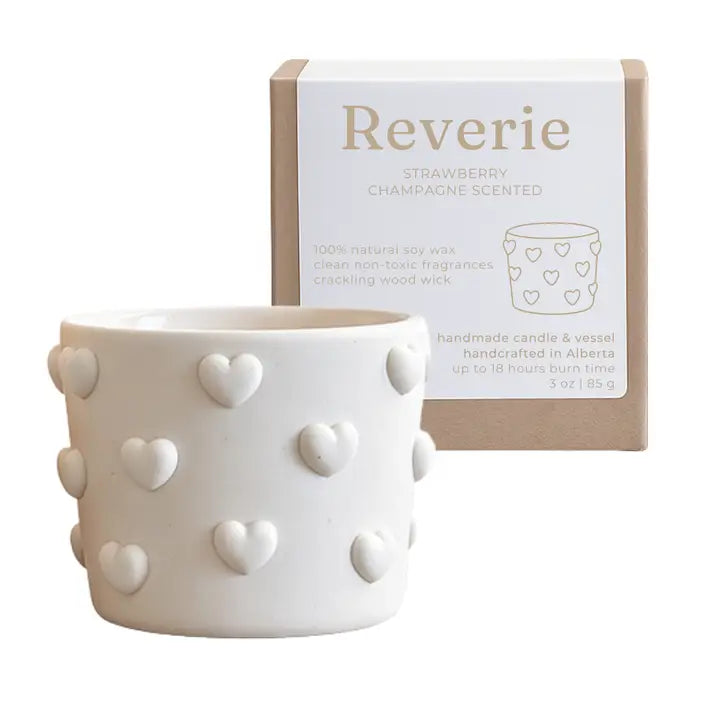 Heart Soy Candle Reverie Strawberry Champagne