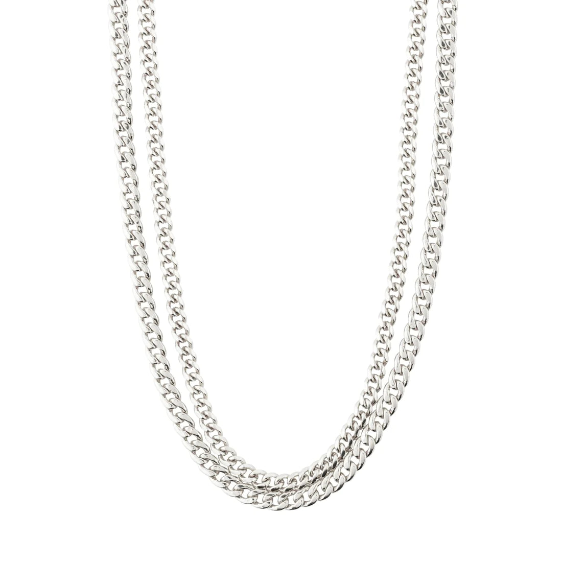 SILVER BLOSSOM RECYCLED 2-IN-1 CURB CHAIN NECKLACE