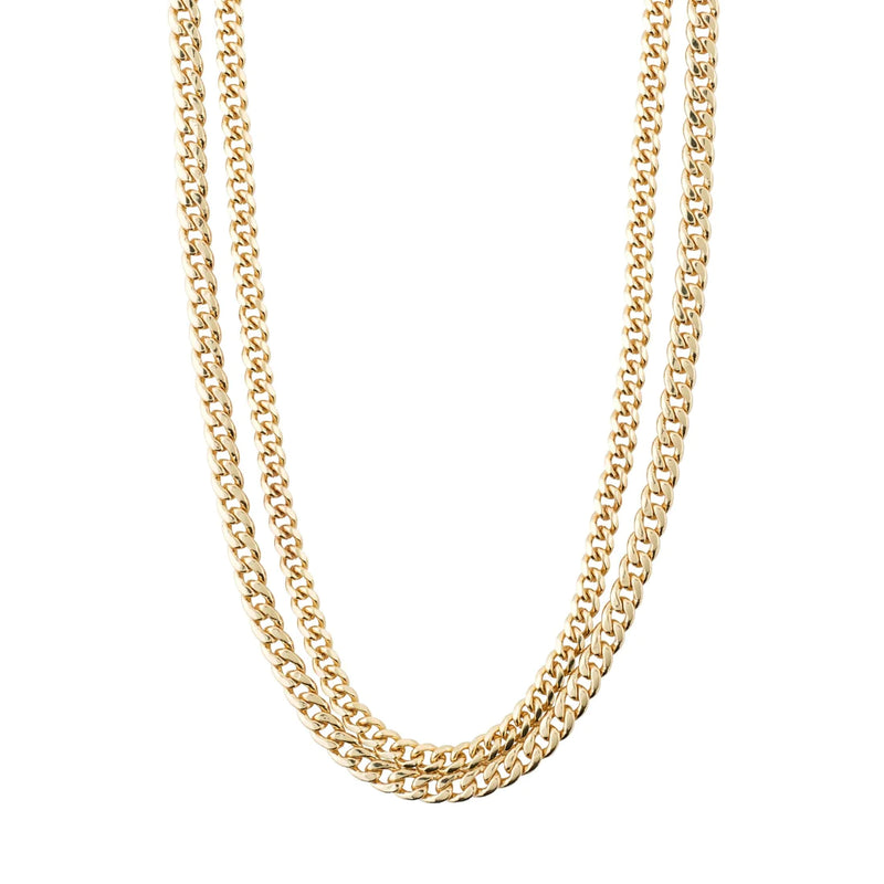 GOLD BLOSSOM RECYCLED 2-IN-1 CURB CHAIN NECKLACE