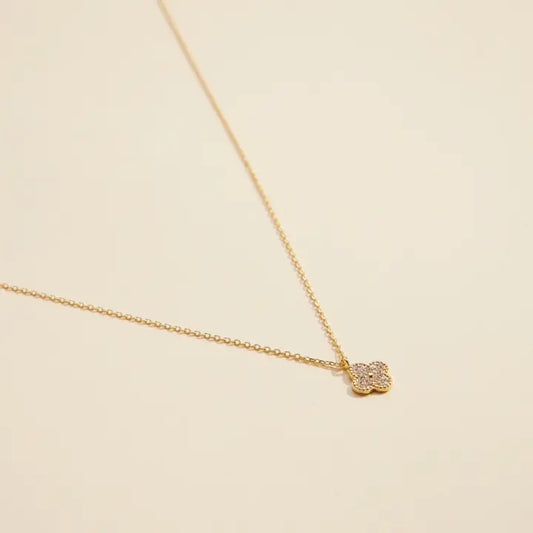 Flower Charm Gold Dip Short Necklace