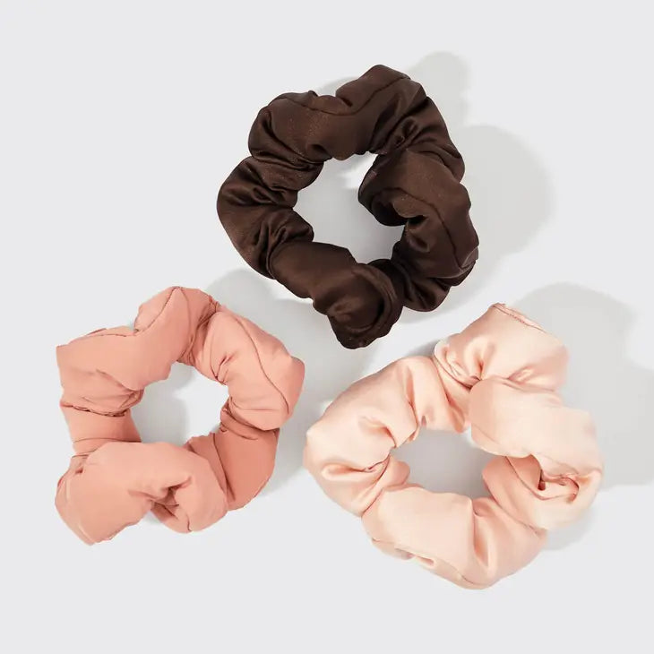 | Fabric Cloud Scrunchies 3pc Set - Rosewood