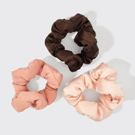 Fabric Cloud Scrunchies 3pc Set - Rosewood