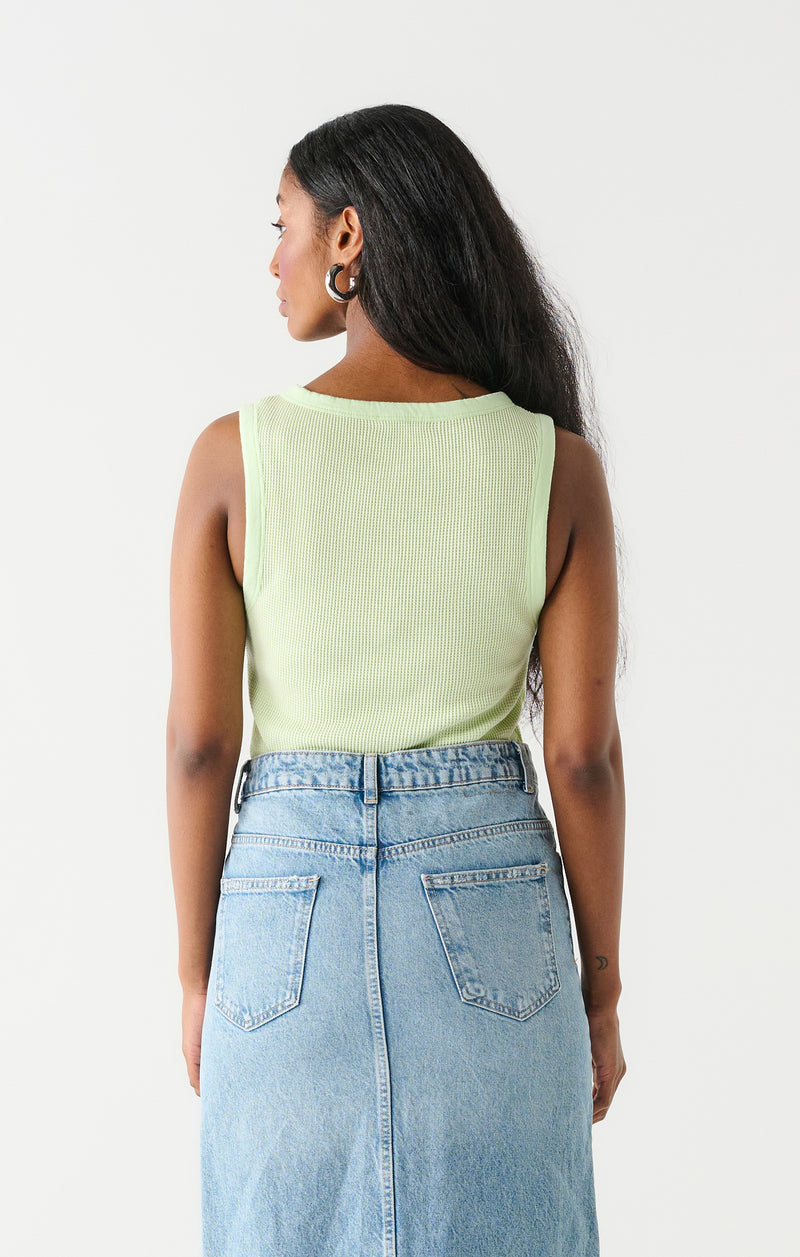 LIME WAFFLE KNIT TANK TOP