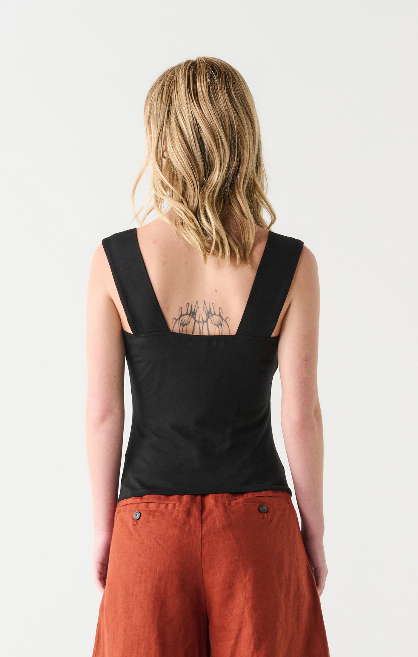 Black Square Neck Tank Top