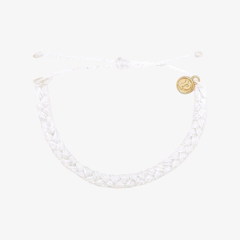 < */ Solid White Braided Bracelet