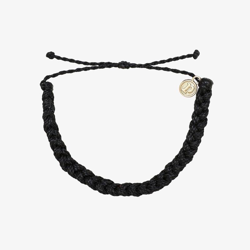 < */ Solid Braided Black Bracelet